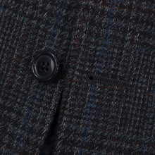 Christian Dior Grey Black Blue Wool H-Tooth Overcheck Tweed 2Btn Jacket 42L