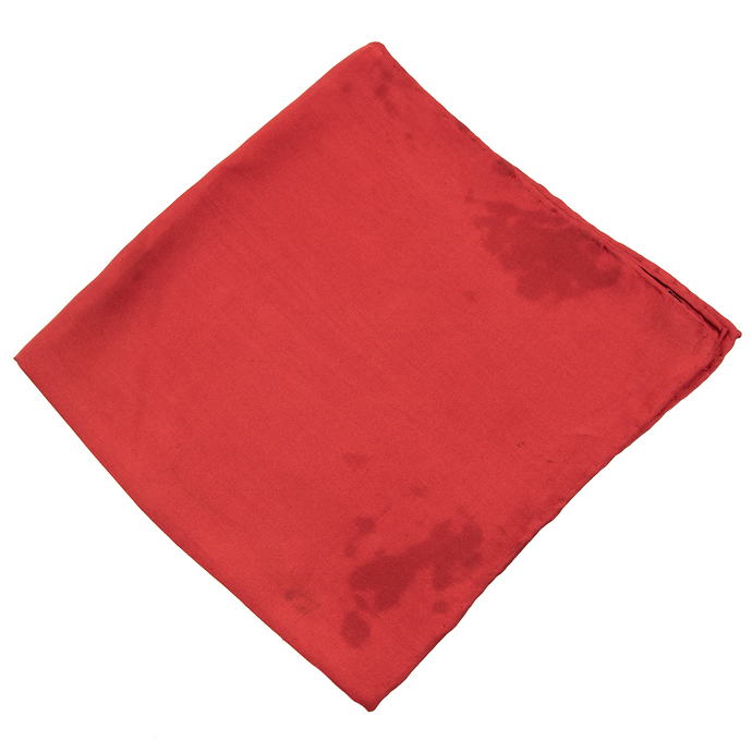Anonymous Candy Red 100% Silk Twill Top Stitch Glossy Hand Rolled Pocket Square
