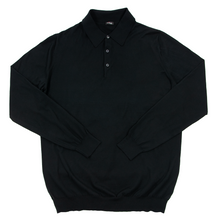 Kiton Napoli Black Cotton Half Button Collared Long Sleeve Polo Sweater 60EU/4XL