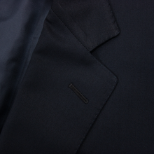 Zegna Multiseason Navy Blue Wool Woven Dual Vents Flat Front 2Btn Suit 44L