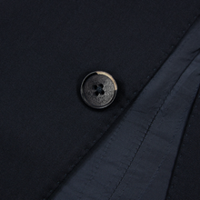 Zegna Multiseason Navy Blue Wool Woven Dual Vents Flat Front 2Btn Suit 44L