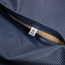 NWT Schiatti & Co. Blue Brown Perforated Leather Top Stitch Blouson Jacket