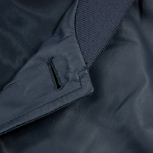 NWT Schiatti Club Blue Nappa Leather Shawl Collar Bomber Jacket