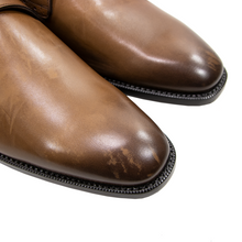 NIB Zegna Brown Burnished Calfskin Leather Brogue Monk Strap Shoes 8.EU/9.5US