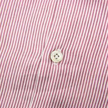 LNWOT Kiton Red White Cotton Striped MOP Spread Collar Dress Shirt 40EU/15.75US