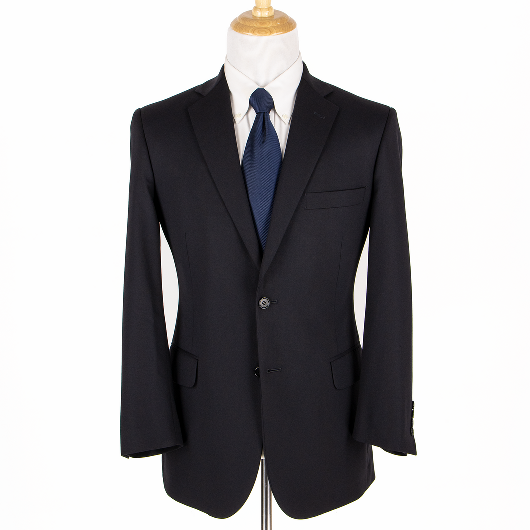 Brooks Brothers Navy Blue Wool Twill Lined Vented Flat Front 2Btn Suit 40R