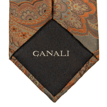 Canali Brown Bronze 100% Silk Paisley Print Iridescent Tipped 3.5" Tie