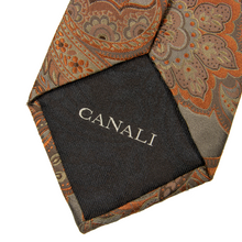 Canali Brown Bronze 100% Silk Paisley Print Iridescent Tipped 3.5" Tie