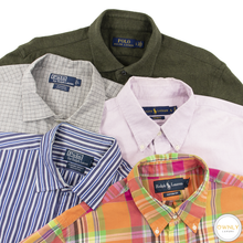 LOT of 5 Polo Ralph Lauren Multi-Color Cotton Check Striped Dress Shirts L