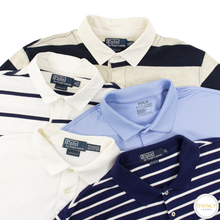 LOT of 5 Polo Ralph Lauren Blue White Cotton Striped Short Sleeve Polo Shirts XL