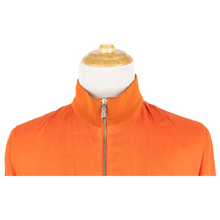NWT Schiatti & Co. Fire Orange Linen Leather Trim Unstructured Blouson Jacket
