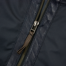 NWT Schiatti Navy Blue Microfiber Perforated Leather Trim Blouson Jacket