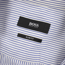 LOT of 5 Hugo Boss White Blue Cotton Striped Dress Shirts 16.5