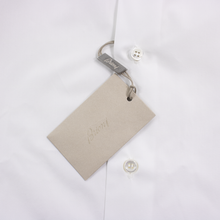 NIB CURRENT Brioni White Cotton Contrast Plaid Collar Dress Shirt 18US/46EU