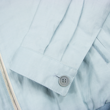 NWT Schiatti & Co. Ice Blue 60% Silk Preforated Leather Trim Blouson Jacket