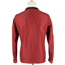 NWT Schiatti Candy Red Nylon Leather Trim Unstructured Glossy Chore Jacket