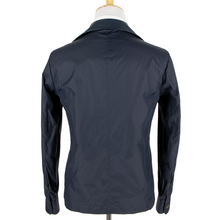 NWT Schiatti Club Navy Blue Nylon Leather Trim Unstructured Blouson Jacket