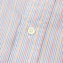 Burberry Blue Peach Red Cotton Multi-Striped Semi-Spread Collar Dress Shirt 15US