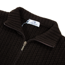 NWT Schiatti & Co. Brown Cashmere Mock Neck Bomber Cardigan Sweater 58EU/3XL