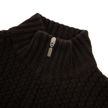 NWT Schiatti Brown 100% Cashmere Heavy Ribbed Knit Bomber Sweater Jacket
