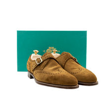 NIB $1450 Edward Green Hove E82 Nutmeg Suede Wingtip Monk Strap Shoes + Trees
