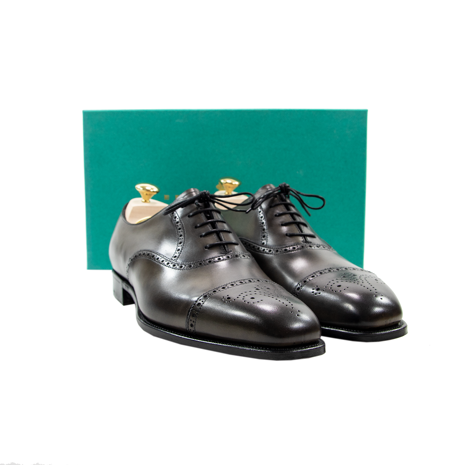 Edward Green ASQUITH ８－８.5 E８０８ Asquith' Black Leather Oxford Brogues UK 8.5 E - Abbot's Shoes