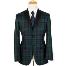 Polo Ralph Lauren Corneliani Blue Green Wool Plaid 3Btn Smoking Jacket 36R