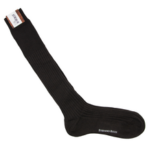 NWT Stefano Ricci Calzini Brown Cashmere Silk Hand Linked Ribbed Socks 11.5US