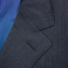 Z Zegna Grey Blue Wool Micro-Striped Lined Dual Vents Flat Front 3Btn Suit 40R