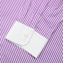 NWT $350 Etro Purple White Cotton Striped Semi-Spread Dress Shirt 46EU/18.5US