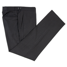 Ascot Chang Bespoke Charcoal Wool Glossy Side Tabs Flat Front Dress Pants 30W