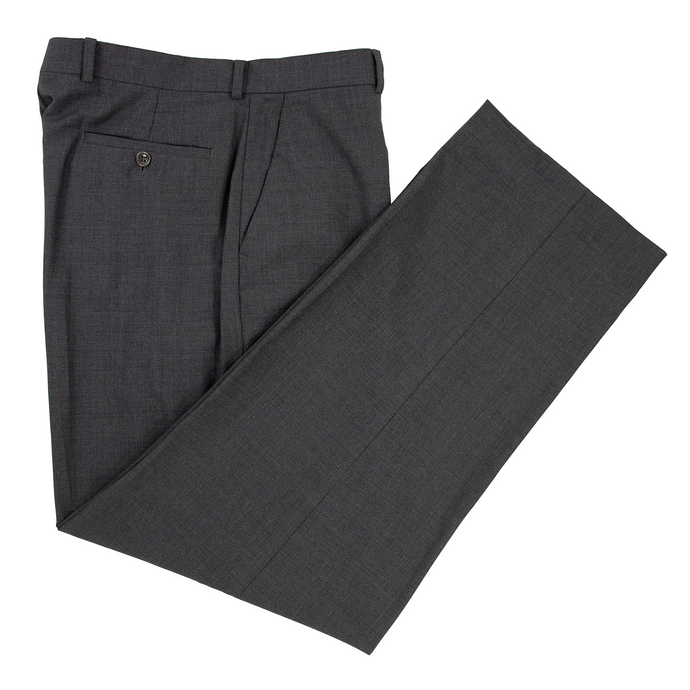 Armani Collezioni Anchor Grey Wool Woven Half Lined Flat Front Dress Pants 35W