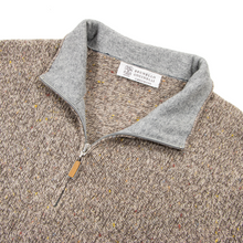 Brunello Cucinelli Brown 100% Cashmere Flecked Half Zip Rib Knit Sweater 54EU/XL