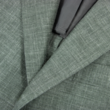 NWOT Sartoria Solito Green Wool Silk Linen Slubby Herringbone 3Btn Jacket 42R