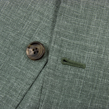 NWOT Sartoria Solito Green Wool Silk Linen Slubby Herringbone 3Btn Jacket 36R