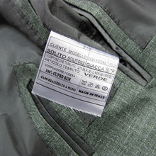 NWOT Sartoria Solito Green Wool Silk Linen Slubby Herringbone 3Btn Jacket 42R