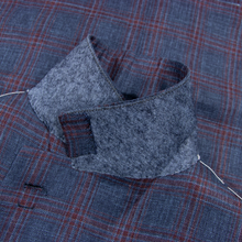 NWOT Sartoria Solito Blue Red Wool Silk Linen Windowpane Plaid 3/2 Jacket 36R