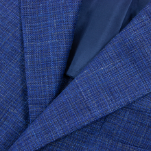 NWOT Sartoria Solito Blue Melange Wool Silk Linen Slubby Hopsack 3/2 Jacket 38R