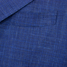 NWOT Sartoria Solito Blue Melange Wool Silk Linen Slubby Hopsack 3/2 Jacket 38R