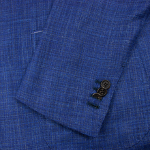 NWOT Sartoria Solito Blue Melange Wool Silk Linen Slubby Hopsack 3/2 Jacket 42R