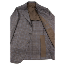 NWOT Sartoria Solito Brown Wool Silk Linen Glen Plaid Vented 3/2 Roll Jacket 42R