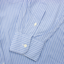 Burberry London Blue White Cotton Multi Striped Spread Collar Dress Shirt 16