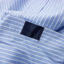 Burberry London Blue White Cotton Multi Striped Spread Collar Dress Shirt 16