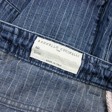 Brunello Cucinelli Blue Denim Striped Pleated Drawstring Leisure Jeans 34W/48EU